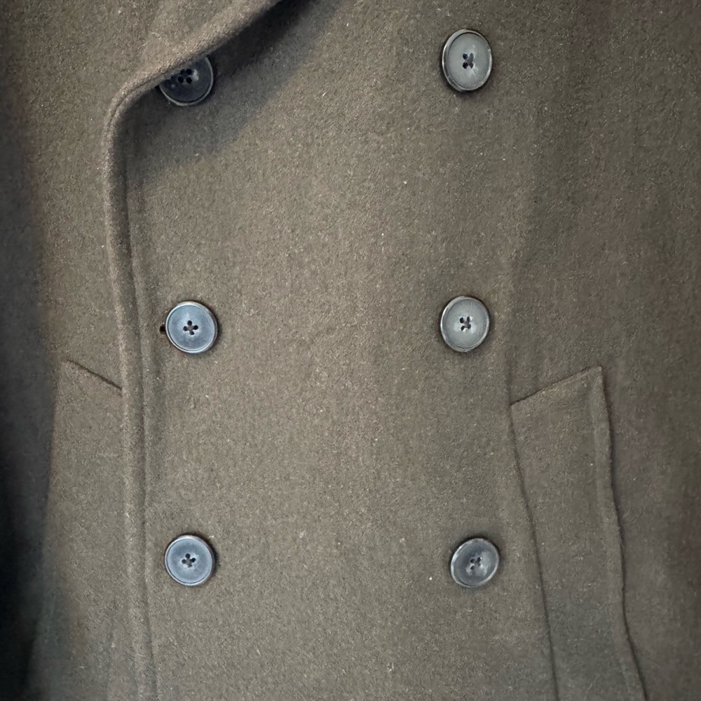 DKNY Men's Double-Breasted winter Pea Coat - Dark Olive - Picture 2 of 10